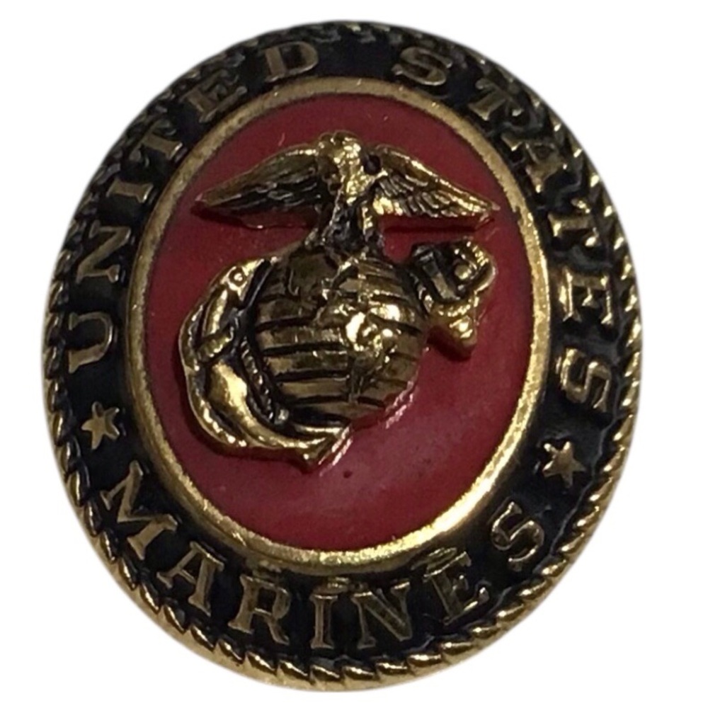 United States Marines Pin Red Gold Eagle Globe Anchor USMC Brooch